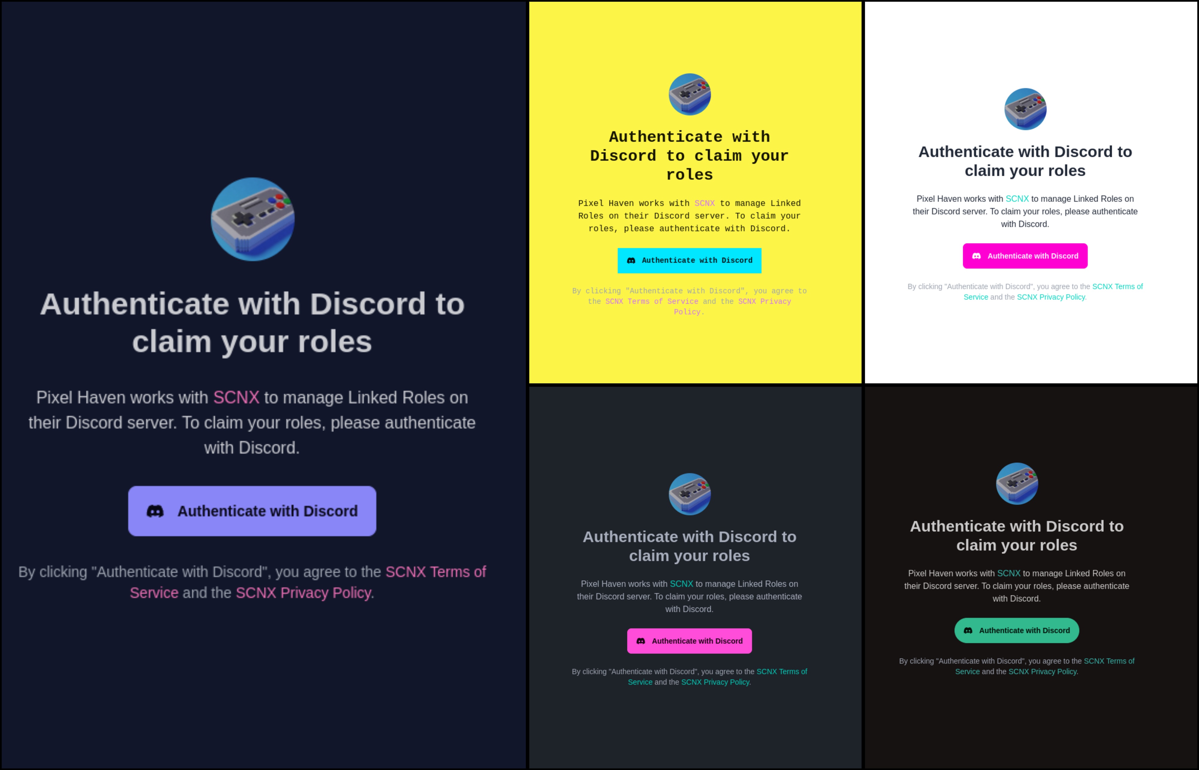 Authorization page themes